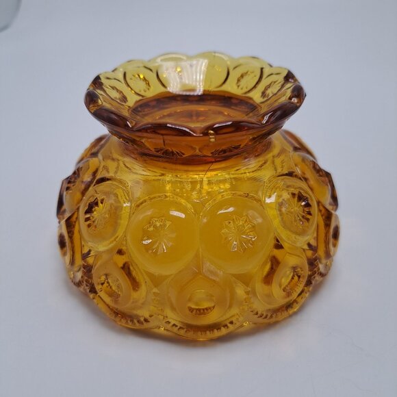 LE Smith Moon and Stars Amber Glass Compote Footed Candy Dish Bowl Vintage - Picture 5 of 9